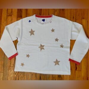 NWT Womens Just Madison boutique Gold crystal stars Ivory sweater Sz Large